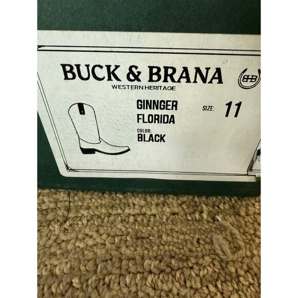 NEW Buck and‎ Brana Ginger Florida Cowboy Boots W11 Black White Leather - Picture 8 of 8